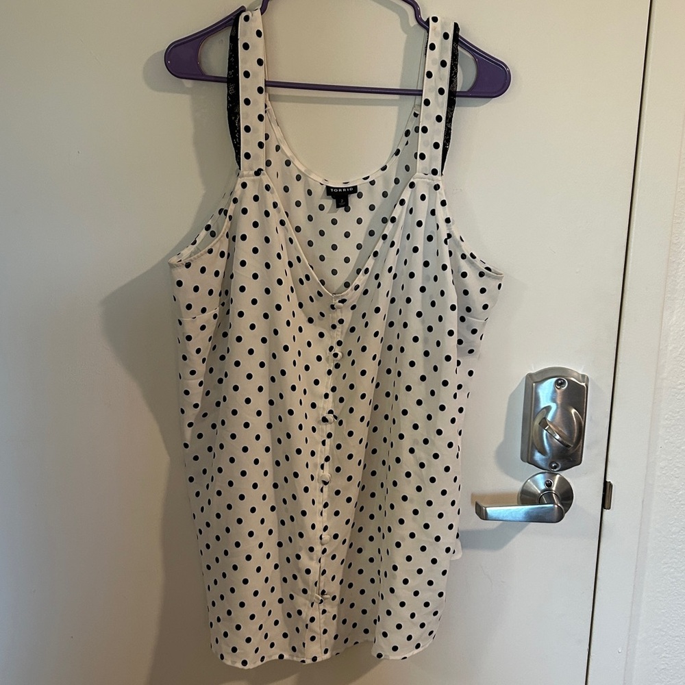 Torrid Black Polka Dot Sleeveless Blouse